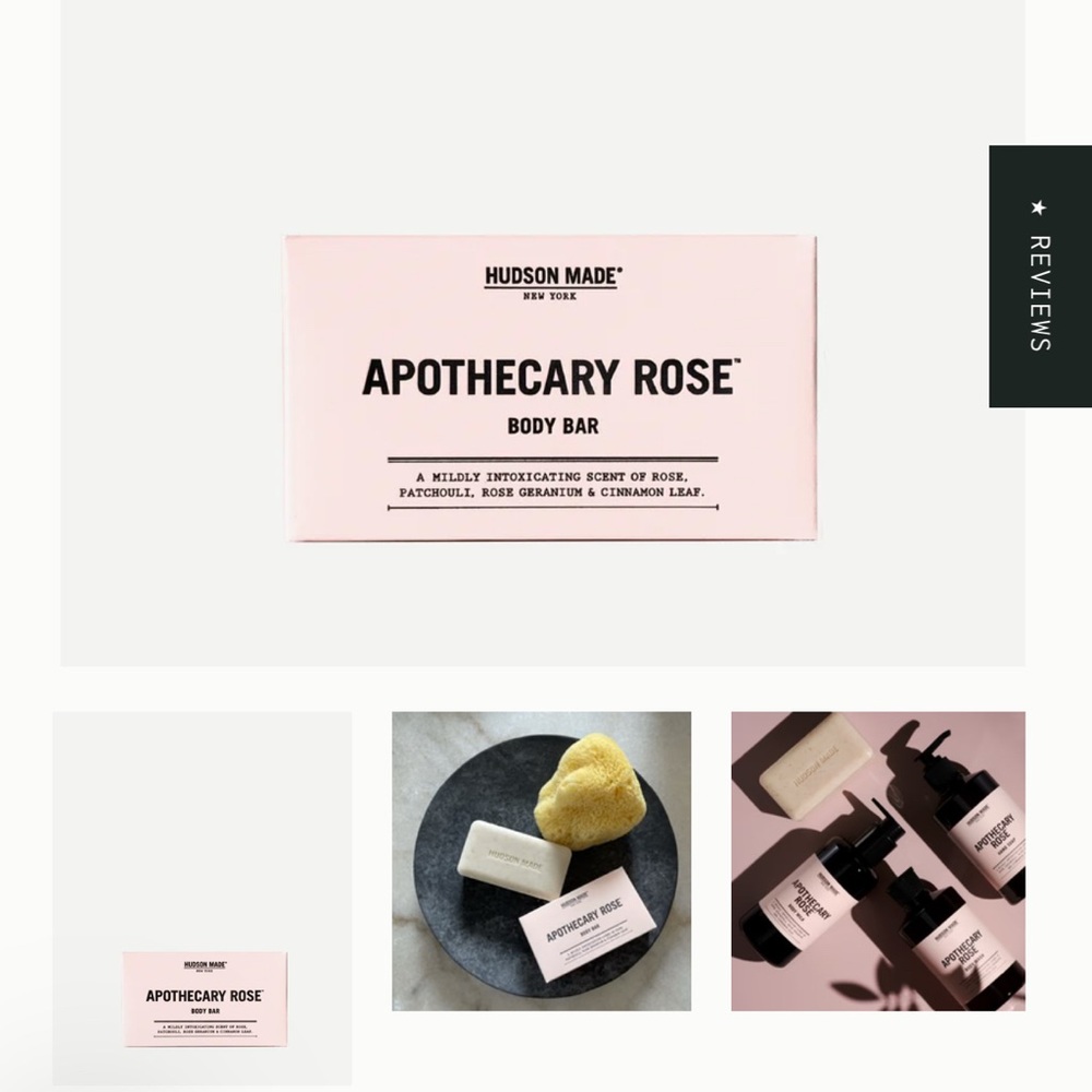 NWT HUDSON MADE NEW YORK APOTHECARY ROSE BODY BAR SOAP 5.75 OZ/ 163 G